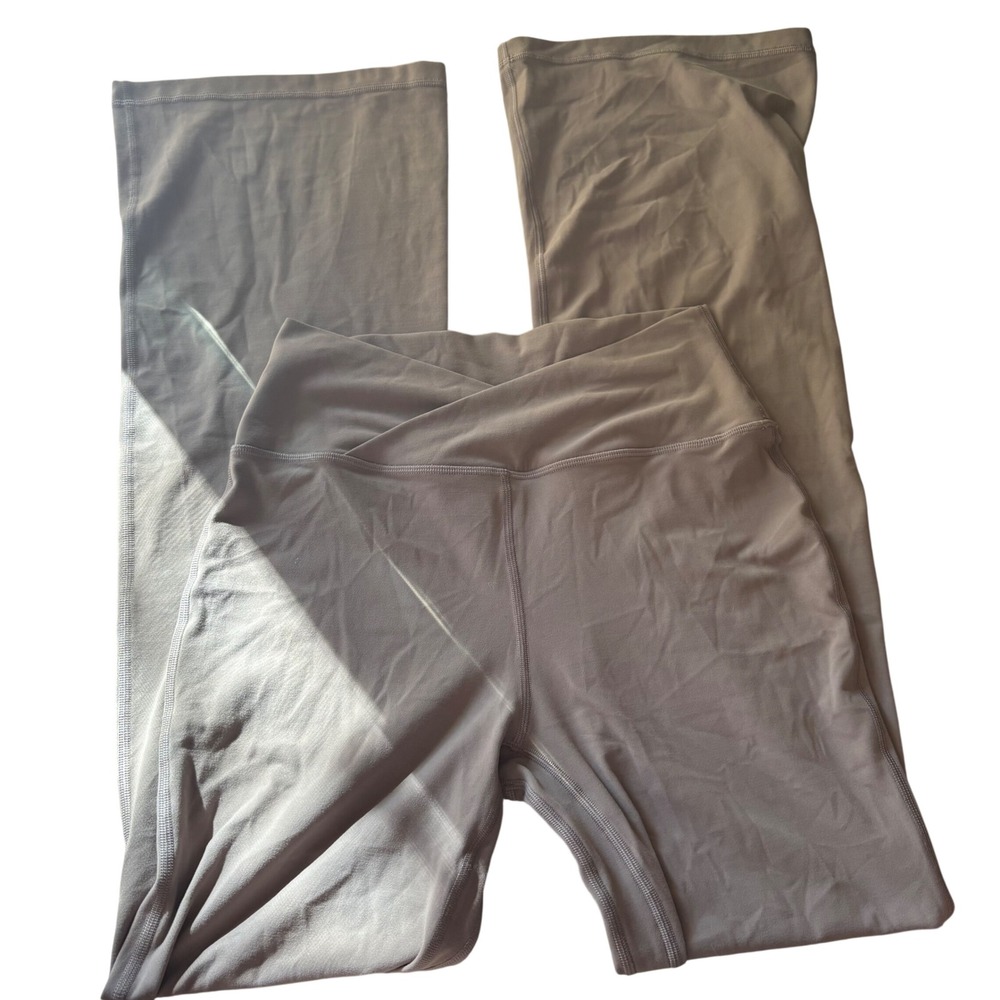 ARITZIA TNA Golden Wide Leg Cross Over Leggings In Taupe Size 8